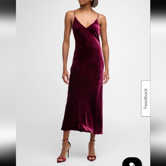 $595 L'AgenceSeridie Velvet Mid-Length Slip Dress - Picture 3 of 6